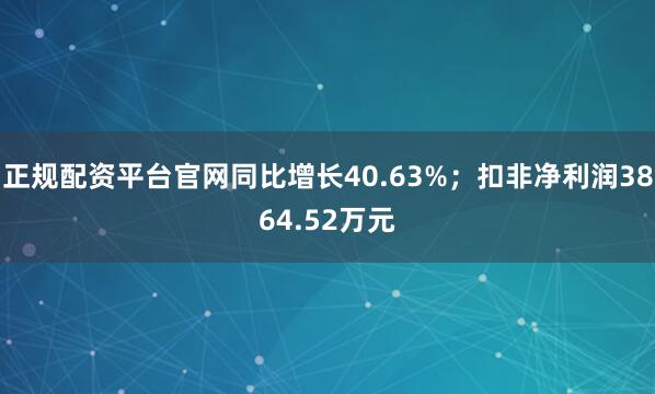 正规配资平台官网同比增长40.63%；扣非净利润3864.52万元